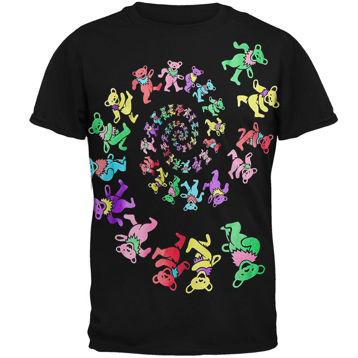 Grateful Dead - Spiral Bears Blacklight Mens T Shirt Men's T-Shirts Liquid Blue MD Black 