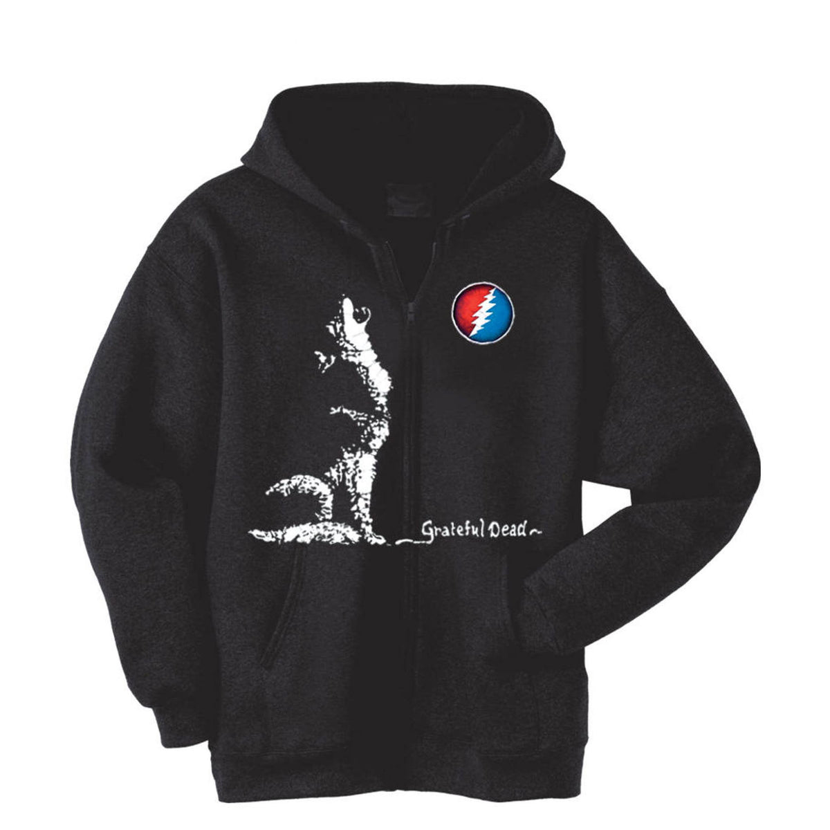 Grateful Dead - Dire Wolf Mens Zip Hoodie Men's Hoodies Dye In The Sky MD Black 