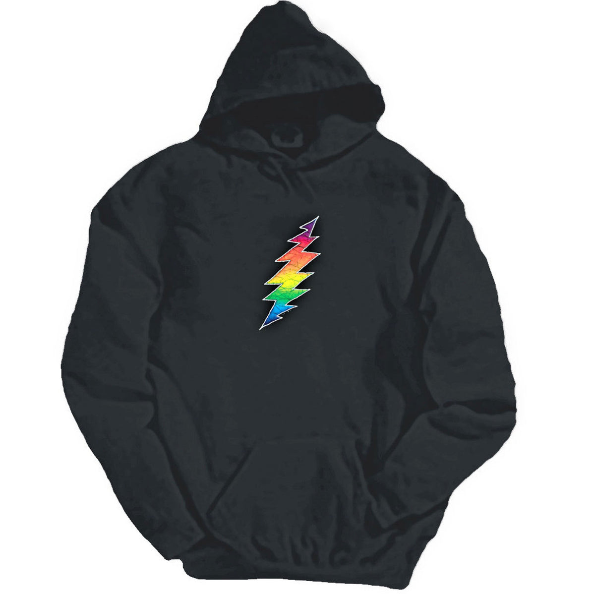 Grateful Dead - Rainbow Lightning Bolt Mens Pullover Hoodie Men's Hoodies Dye In The Sky MD Black 