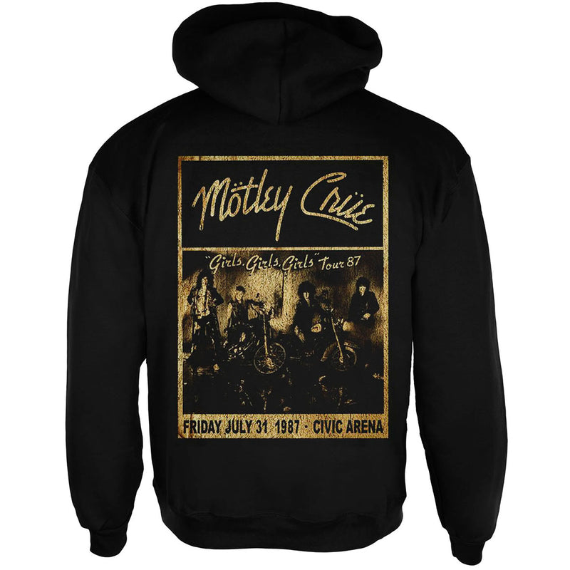 Motley Crue - Civic Arena 1987 Flyer Mens Zip Hoodie Men's Hoodies Global   