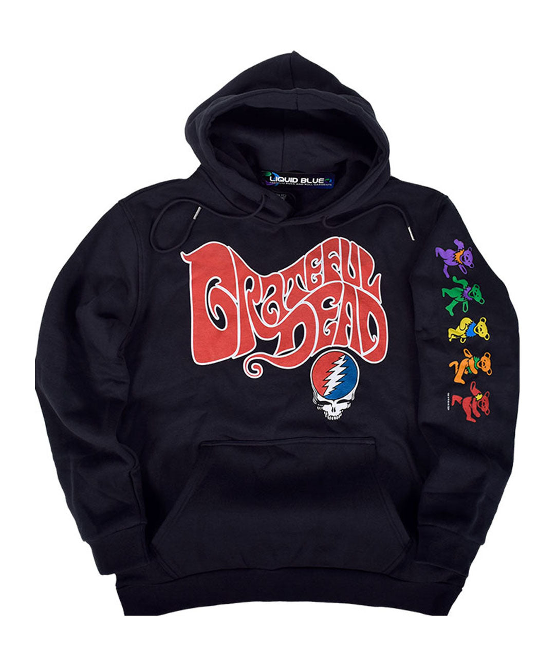 Grateful Dead- The Grateful Dead Mens Navy Pullover Hoodie Men's Hoodies Liquid Blue MD Navy 