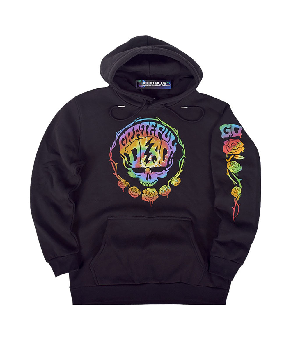 Grateful Dead - Deadhead Mens Pullover Hoodie Men's Hoodies Liquid Blue LG Black 