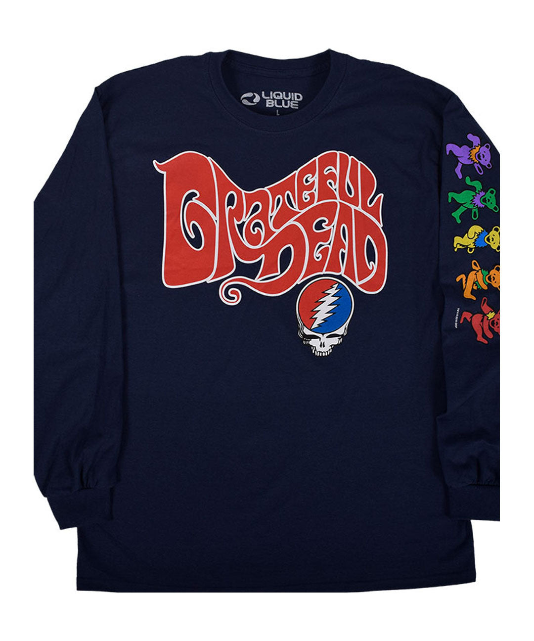 Grateful Dead - The Grateful Dead Mens Long Sleeve T Shirt Men's Long Sleeves Liquid Blue MD Navy 