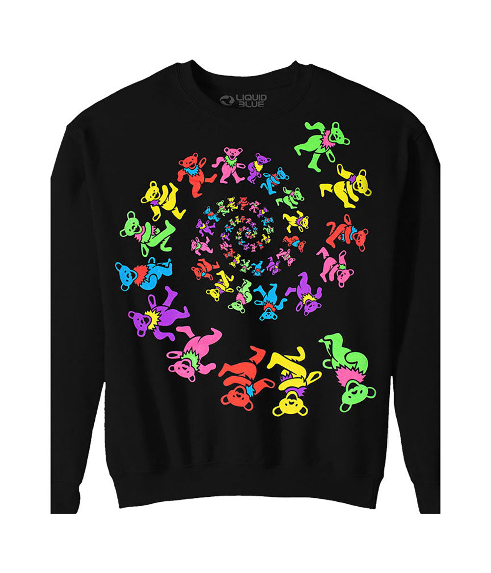 Grateful Dead - Spiral Bears Blacklight Mens Sweatshirt Men's Sweatshirts Liquid Blue MD Black 