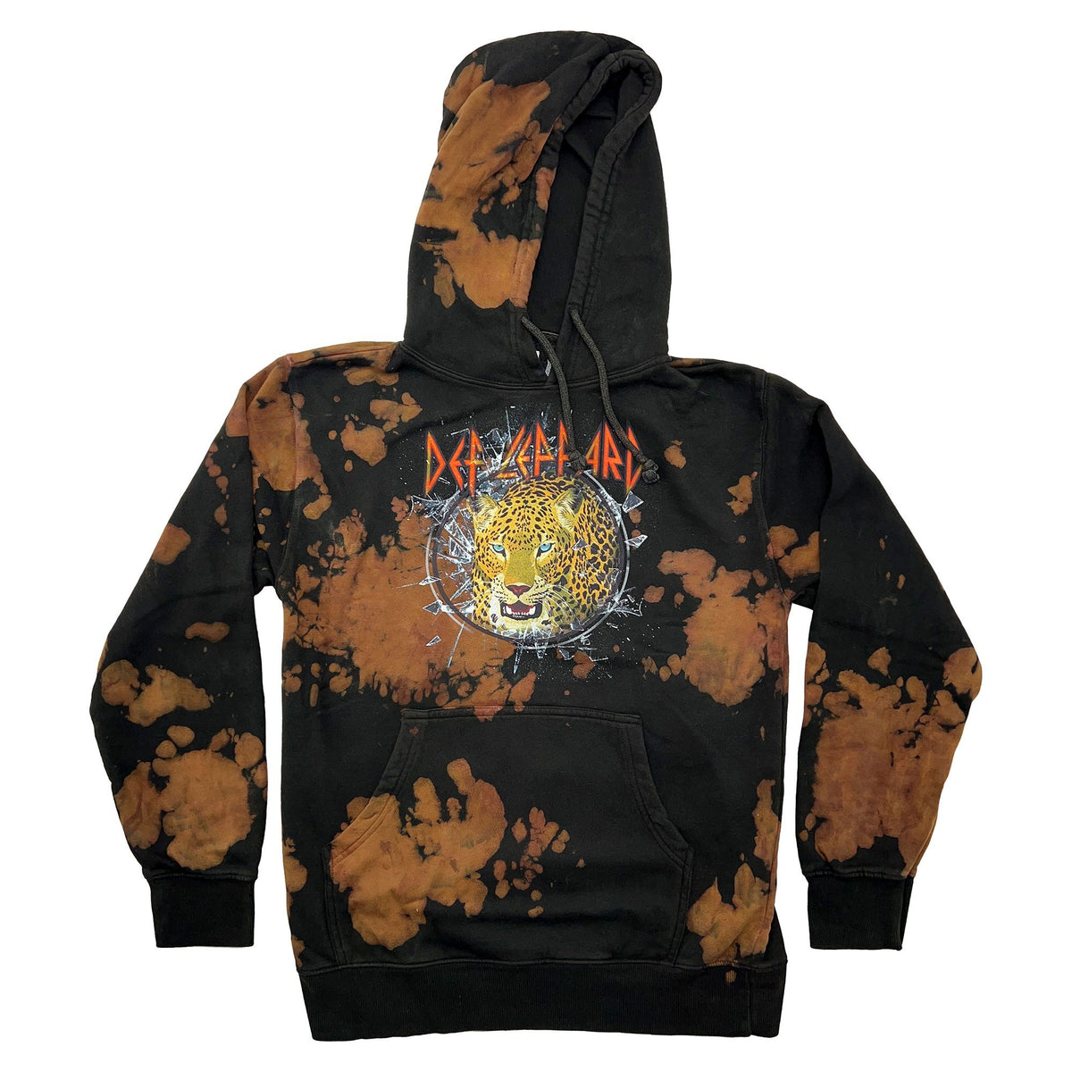 Def Leppard - Glass Leppard Bleach Wash Mens Pullover Hoodie Men's Hoodies Global MD Multi