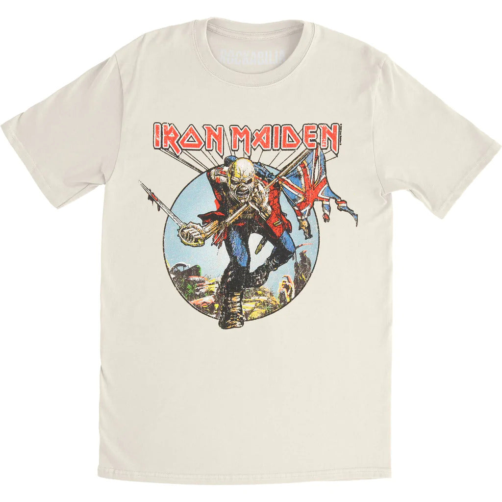 Iron Maiden - The Trooper Vintage Print Mens T Shirt Men's T-Shirts Global LG White 