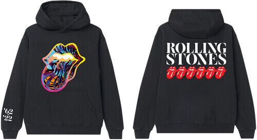 Rolling Stones - Cyberdellic Tongue Line Up Mens Pullover Hoodie Men's Hoodies Bravado MD Black 