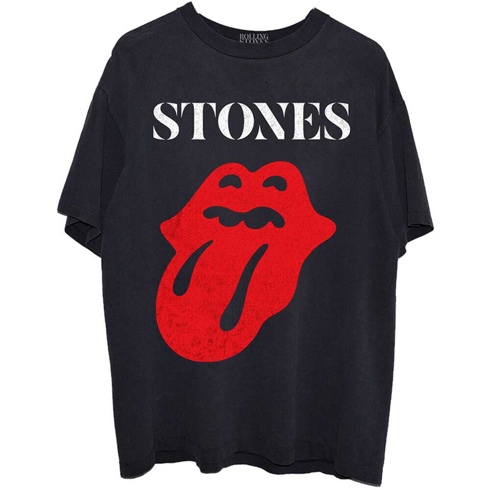 Rolling Stones - Sixty Classic Tongue Vintage Fill Mens T Shirt Men's T-Shirts Bravado MD Black 