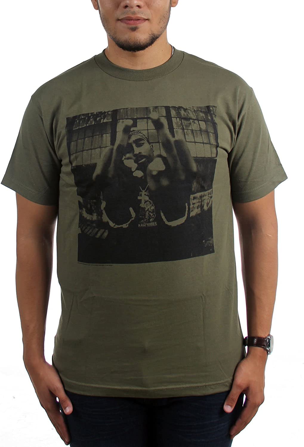 Tupac - Bold Army Mens T Shirt Men's T-Shirts Bravado MD Military Green 