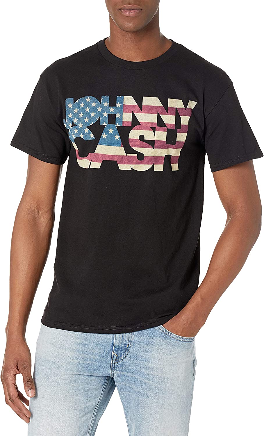 Johnny Cash - Flag Mens T Shirt Men's T-Shirts Merch Traffic MD Black 