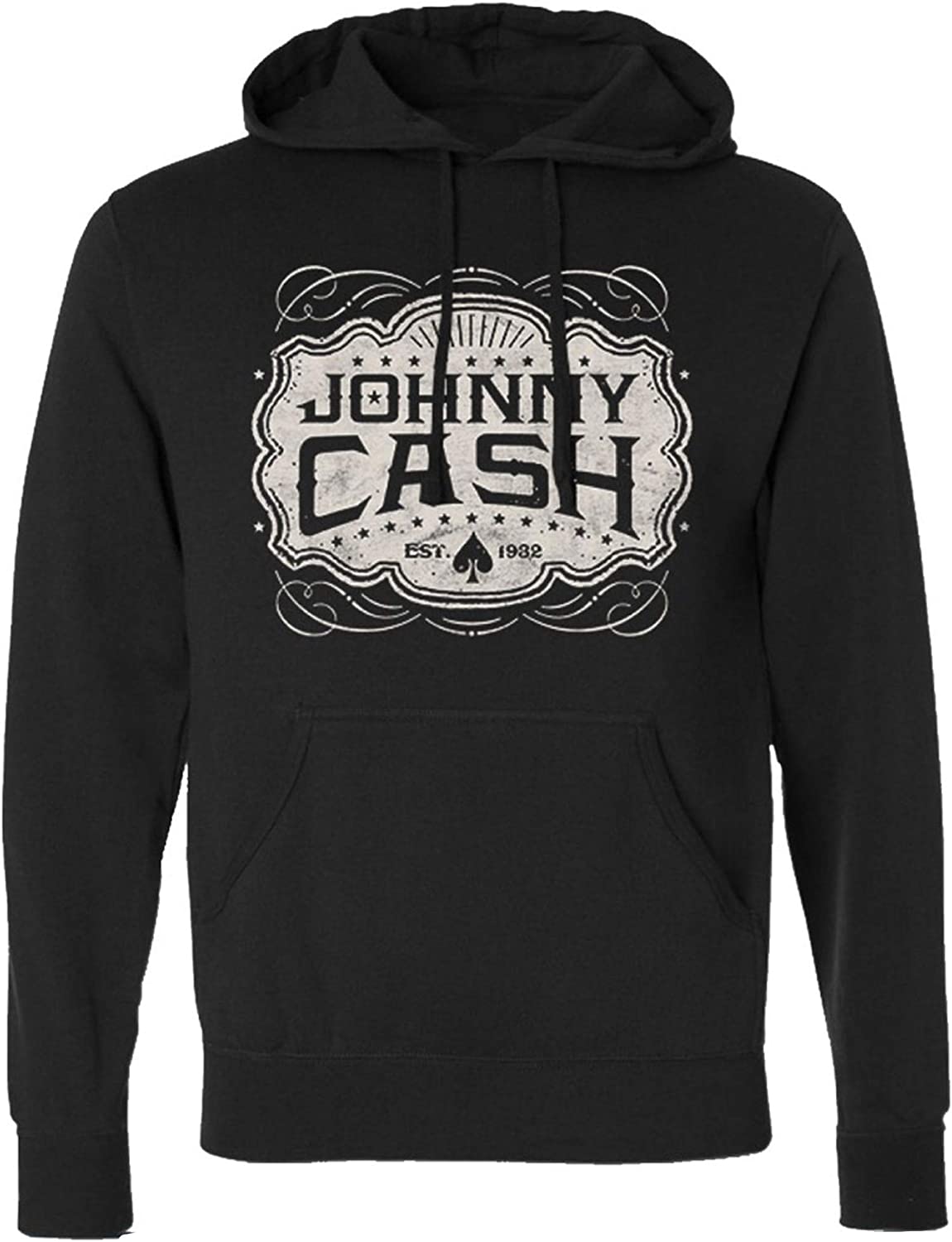 Johnny Cash - Emblem Mens Pullover Hoodie Men's Hoodies Merch Traffic MD Black 