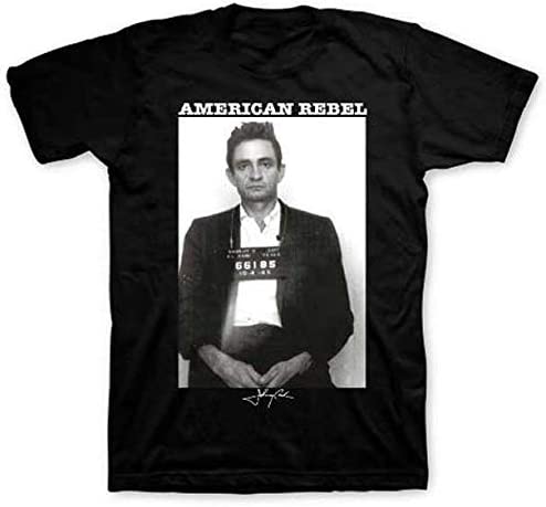 Johnny Cash - Mug Shot Mens T Shirt Men's T-Shirts Merch Traffic MD Black 