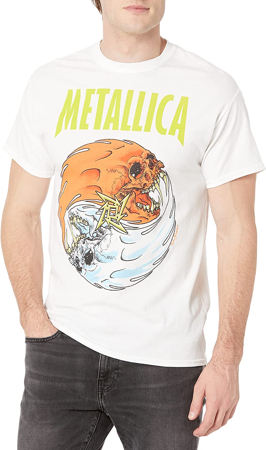 Metallica - Fire and Ice Mens T Shirt Men's T-Shirts Merch Traffic MD White 