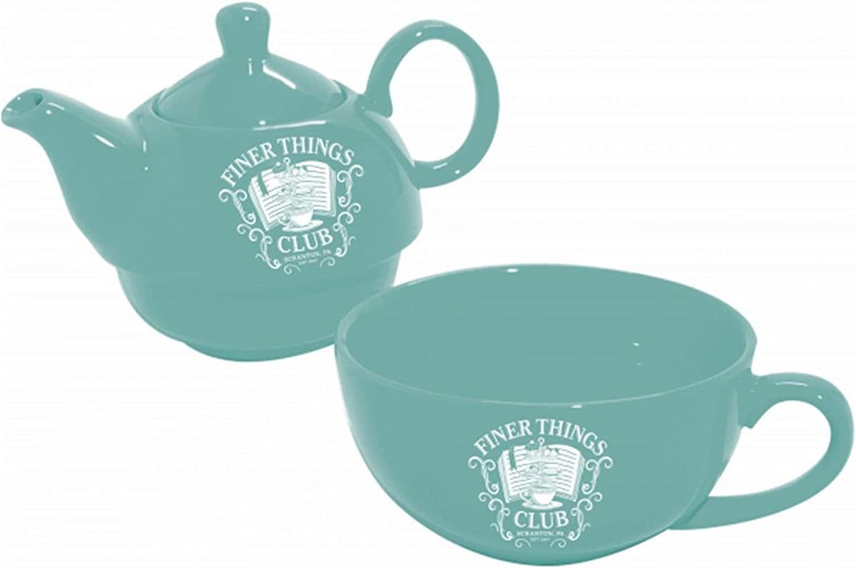 The Office - Finer Things Club Teapot and Teacup Set Tea Set Surreal Entertainment OS Lt Blue 