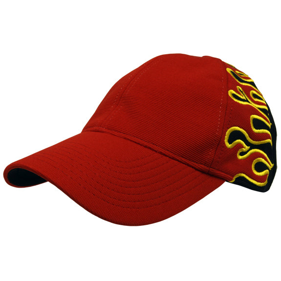 Black and Red with Flames Fitted Baseball Cap Fitted Baseball Caps Biker   