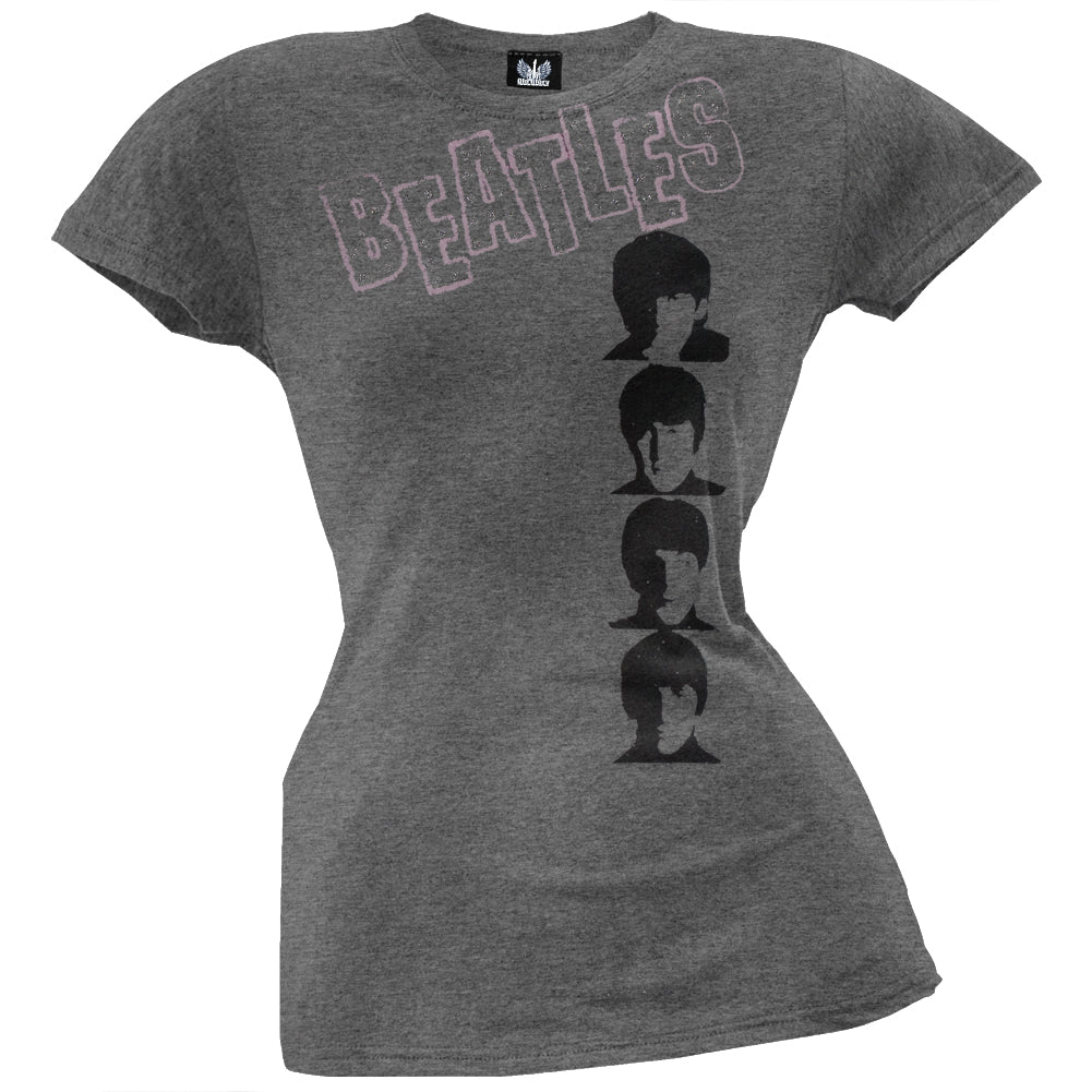 The Beatles - Glitter Pink Logo Juniors T-Shirt Juniors T-Shirts The Beatles LG Multicolor 