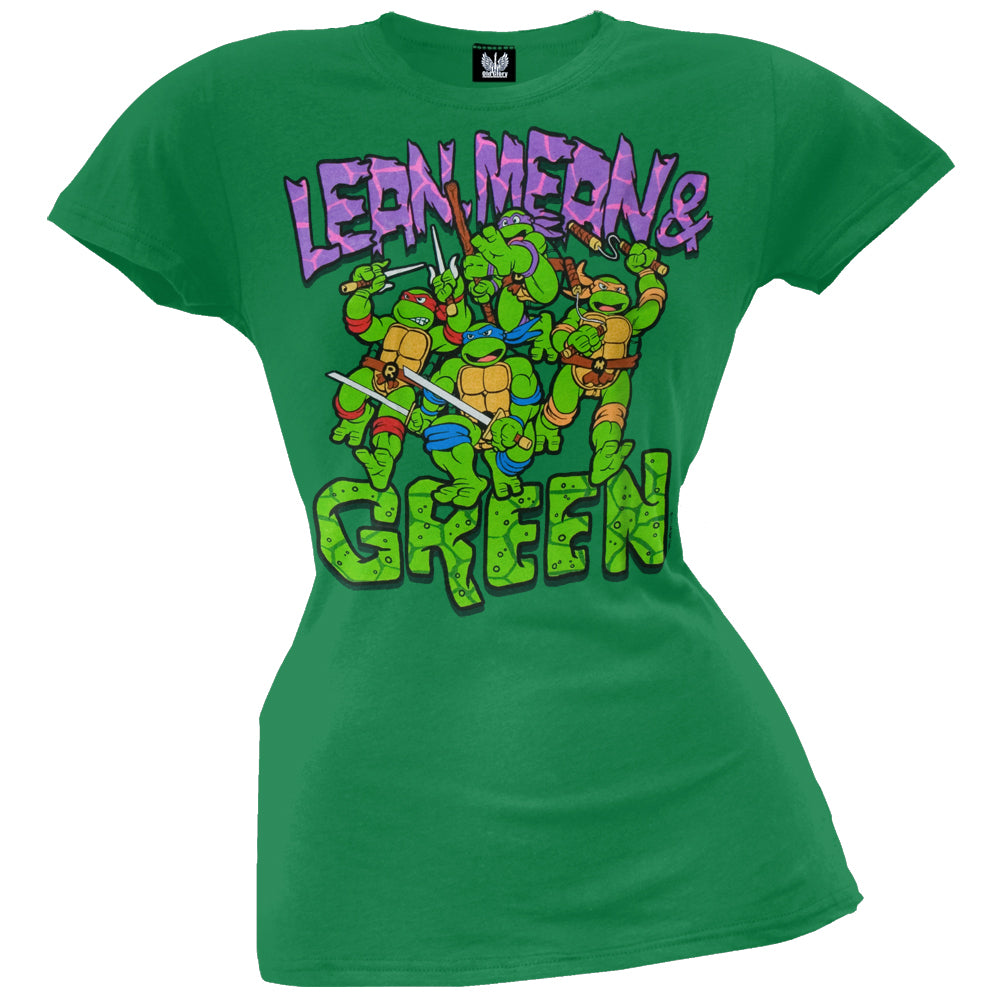 Teenage Mutant Ninja Turtles - Mean & Green Juniors T-Shirt Juniors T-Shirts Teenage Mutant Ninja Turtles XL Green 