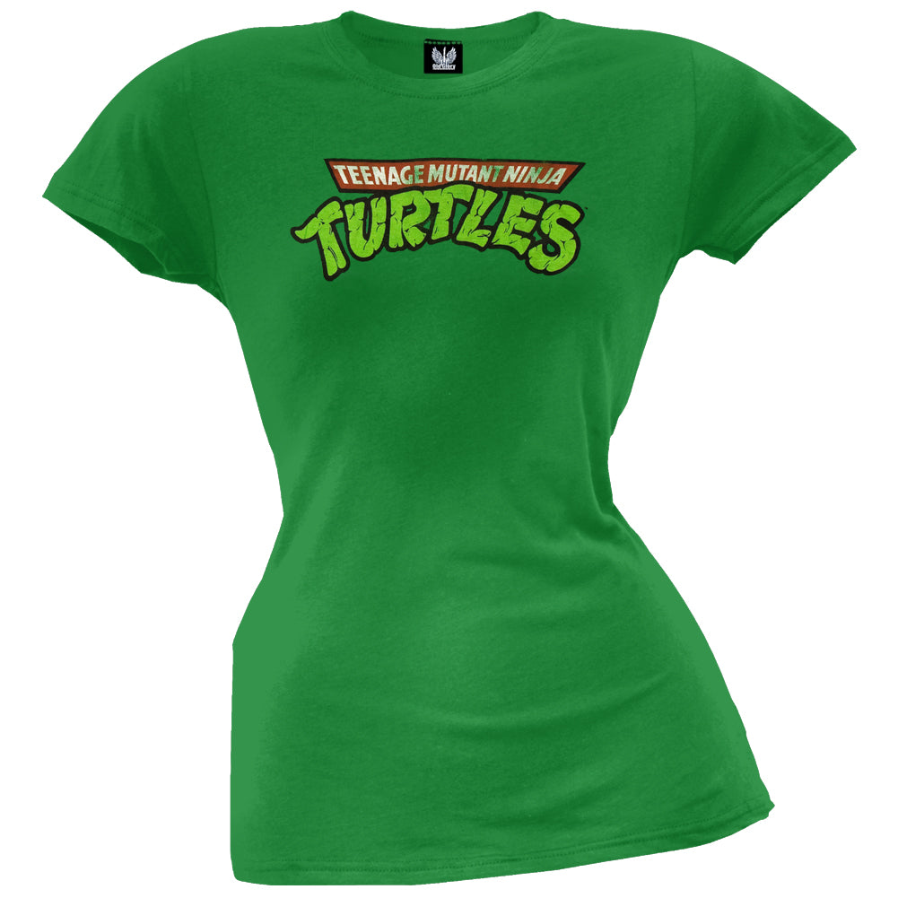 Teenage Mutant Ninja Turtles - Logo Green Juniors T-Shirt Juniors T-Shirts Teenage Mutant Ninja Turtles LG Green 