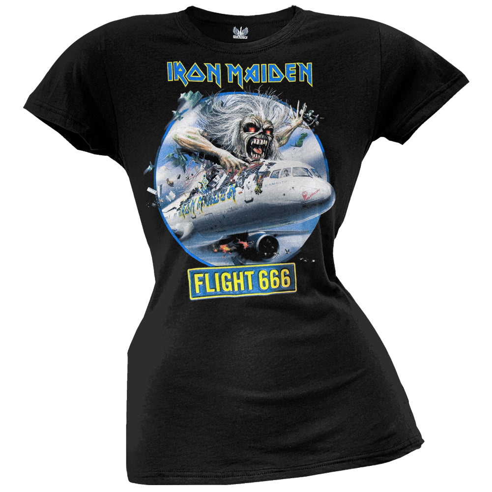 Iron Maiden - Flight 666 Juniors T-Shirt Juniors T-Shirts Iron Maiden XL Black 