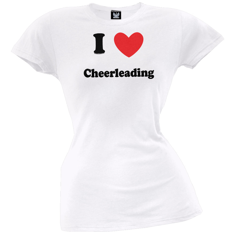 I Heart Cheerleading Juniors T-Shirt Juniors T-Shirts Old Glory LG White 