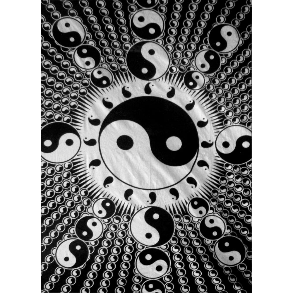 Yin Yang Ball Tapestry Tapestries Hippie OS Black 