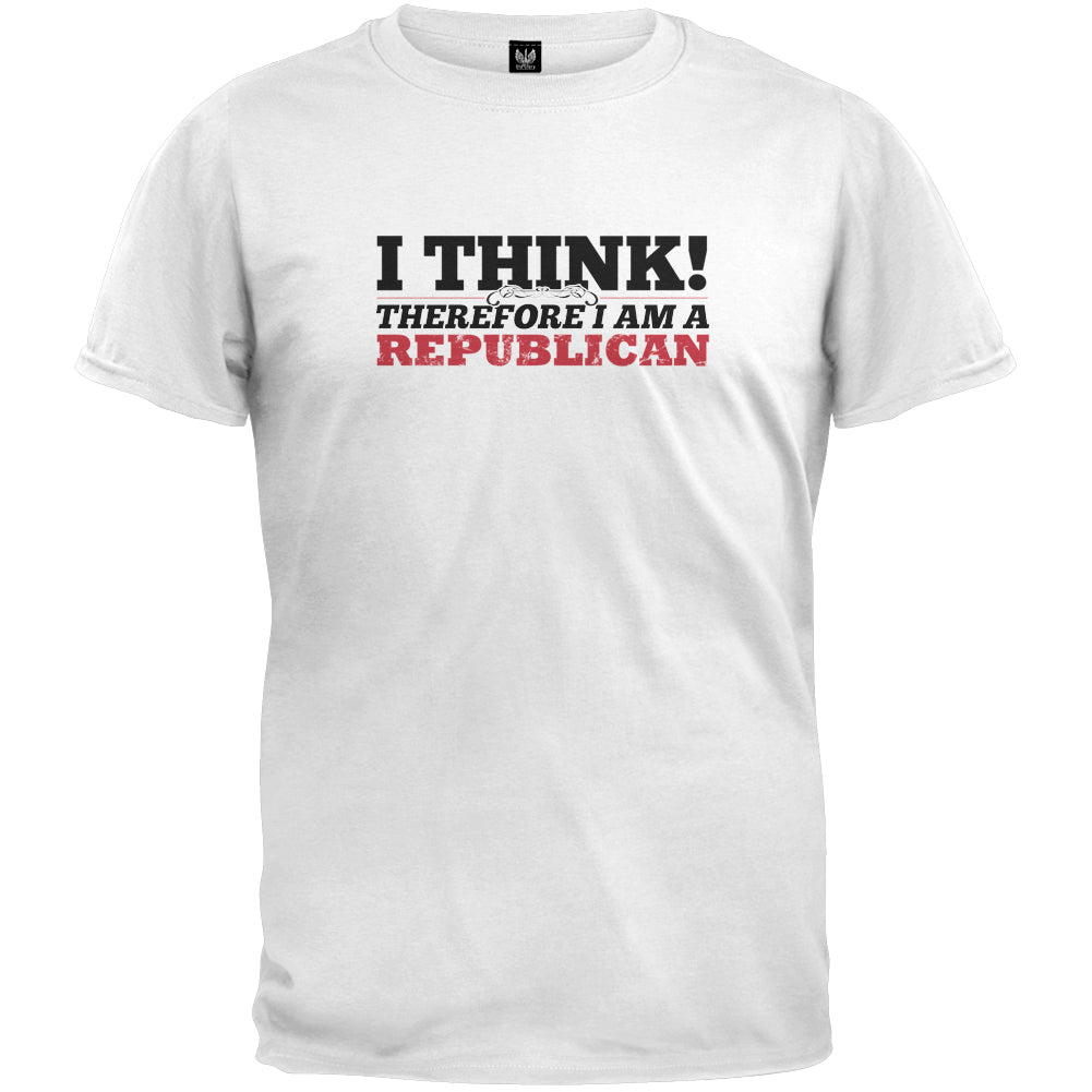 I Think Therefore I Am A Republican T-Shirt Men's T-Shirts Old Glory 2XL White 