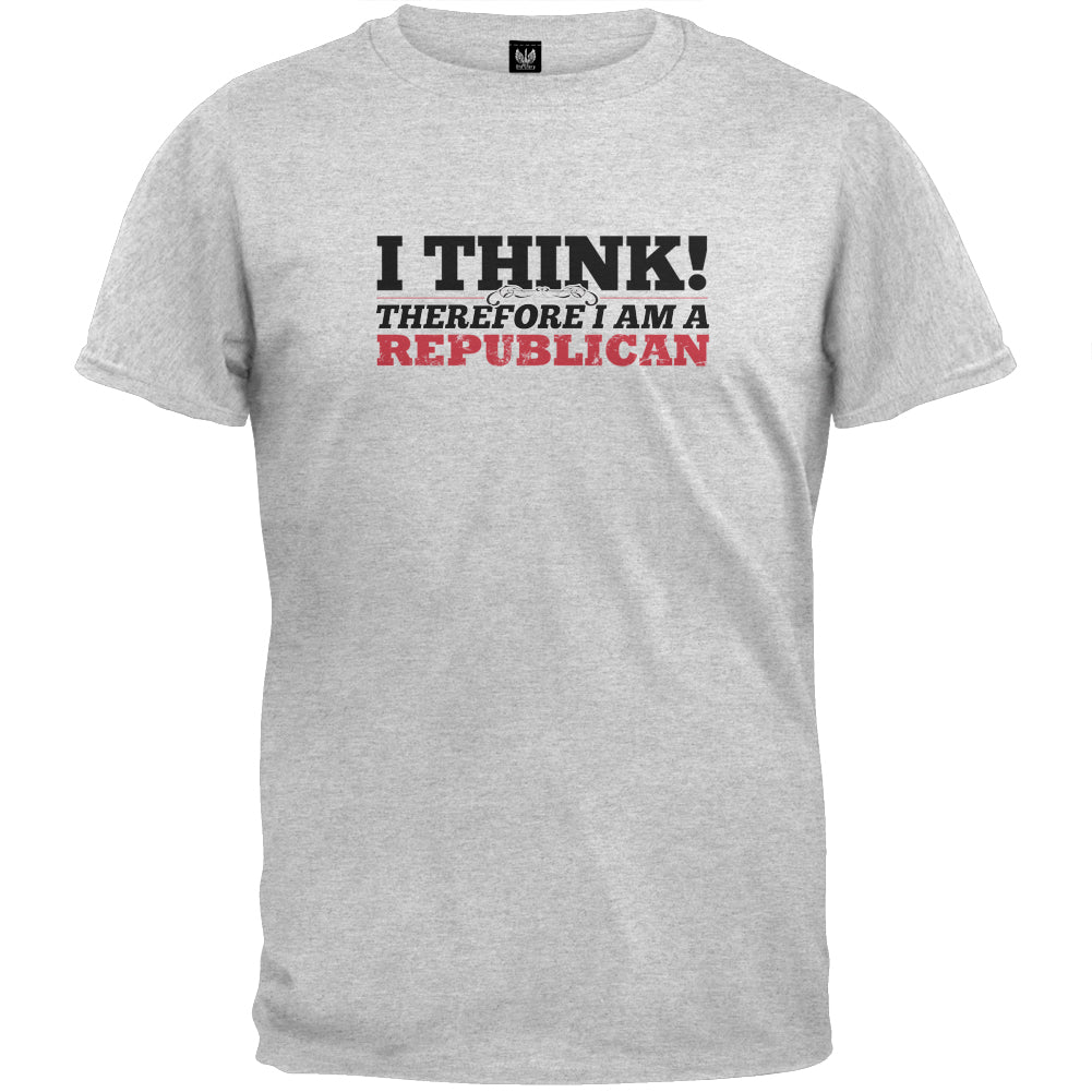 I Think Therefore I Am A Republican Grey T-Shirt Men's T-Shirts Old Glory 2XL Grey 