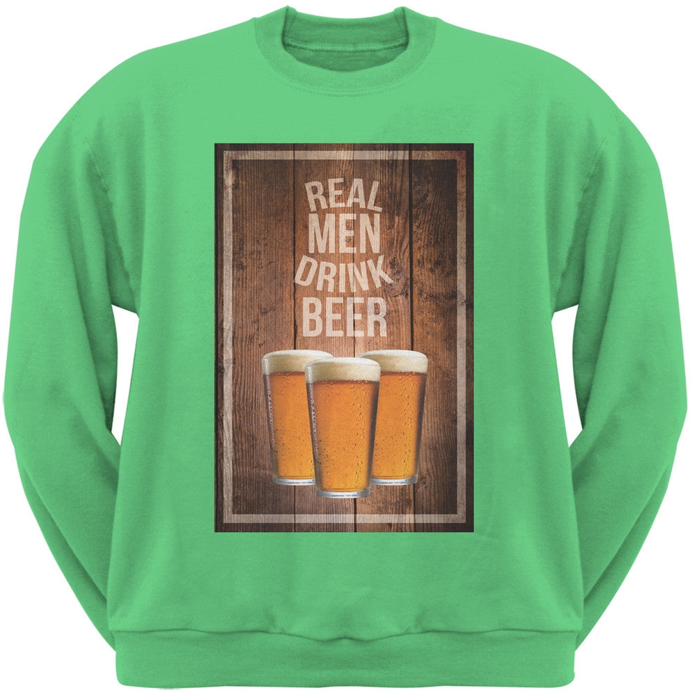 St. Patricks Day - Real Men Drink Beer Irish Green Adult Sweatshirt Men's Sweatshirts Old Glory 2XL Green 