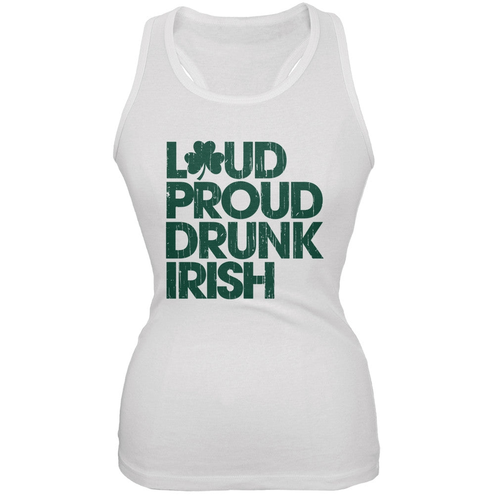 St. Patricks Day - Loud Proud Drunk Irish White Soft Juniors Tank Top Juniors Tank Tops Old Glory 2XL White 