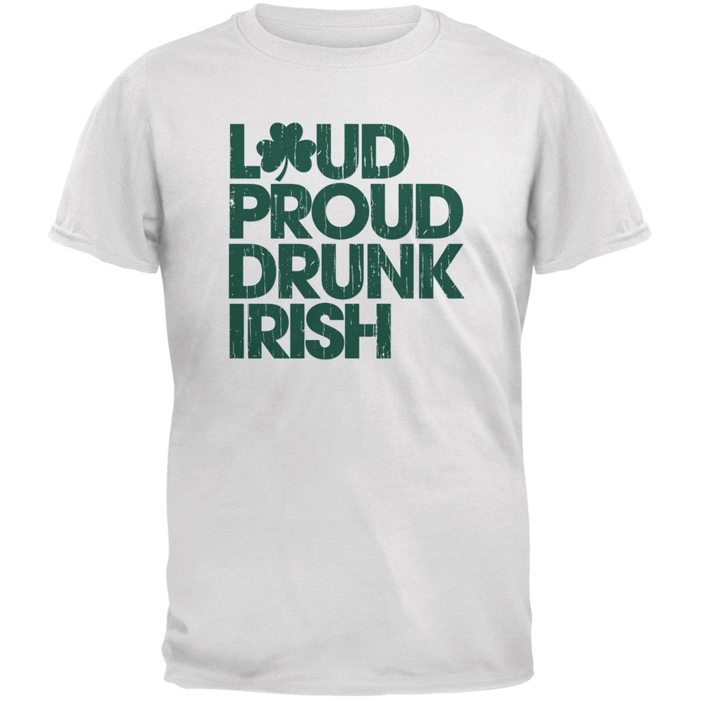 St. Patricks Day - Loud Proud Drunk Irish White Adult T-Shirt Men's T-Shirts Old Glory 2XL White 
