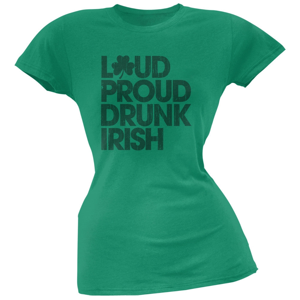 St. Patricks Day - Loud Proud Drunk Irish Kelly Green Soft Juniors T-Shirt Juniors T-Shirts Old Glory 2XL Green 