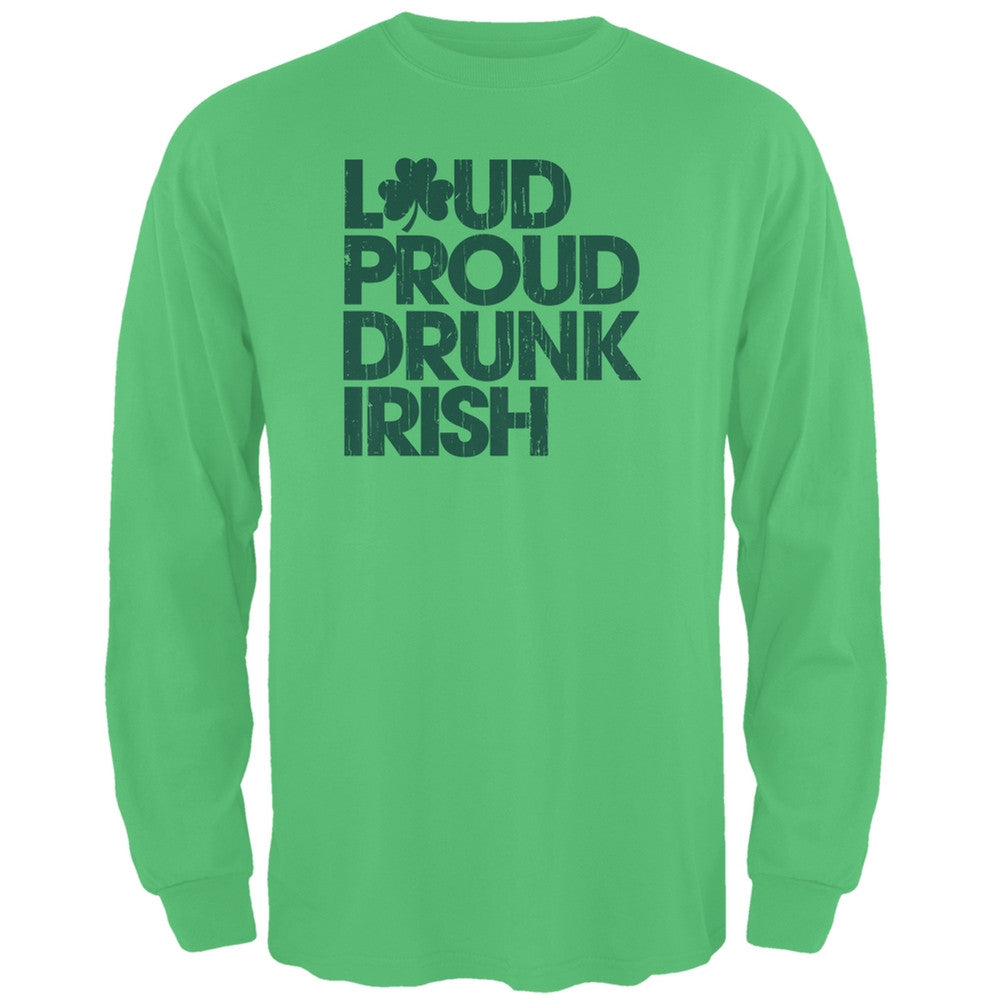 St. Patricks Day - Loud Proud Drunk Irish Irish Green Adult Long Sleeve T-Shirt Men's Long Sleeves Old Glory 2XL Green 