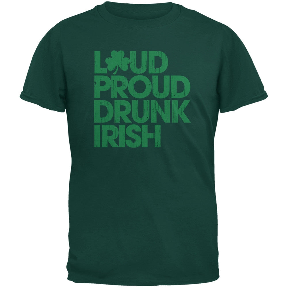 St. Patricks Day - Loud Proud Drunk Irish Forest Green Adult T-Shirt Men's T-Shirts Old Glory 2XL Green 