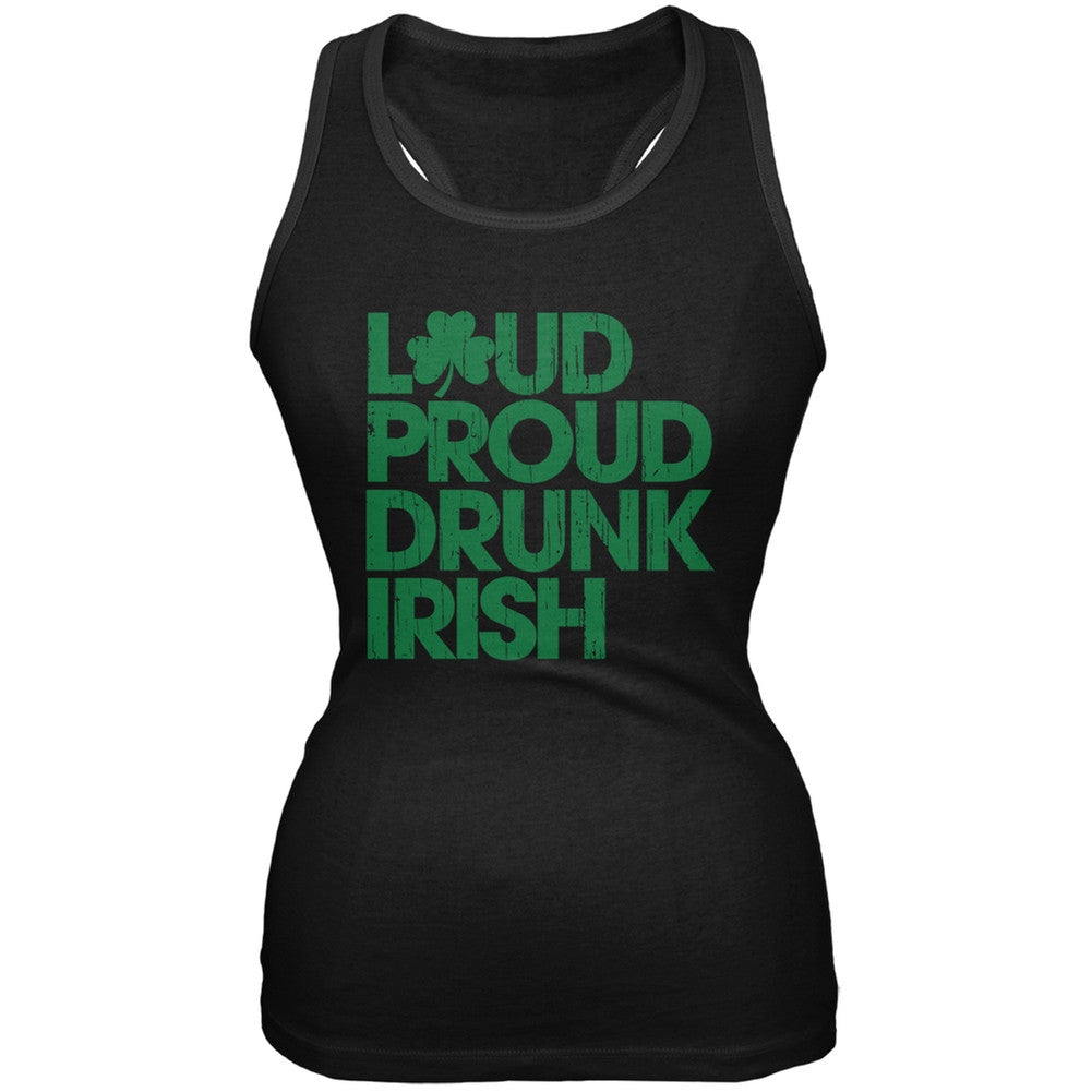 St. Patricks Day - Loud Proud Drunk Irish Black Soft Juniors Tank Top Juniors Tank Tops Old Glory 2XL Black 