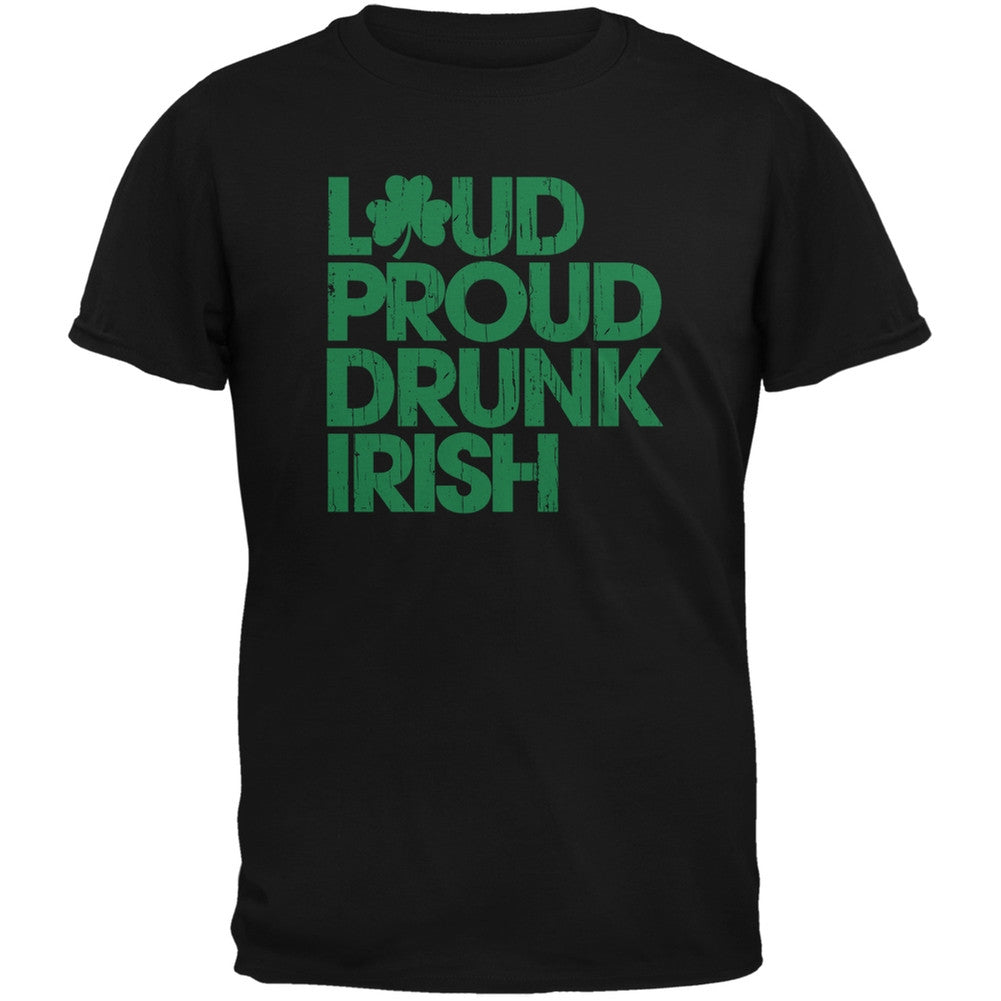 St. Patricks Day - Loud Proud Drunk Irish Black Adult T-Shirt Men's T-Shirts Old Glory 2XL Black 