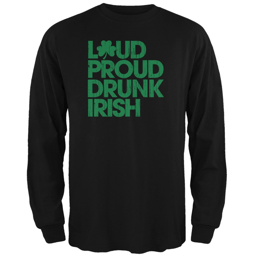 St. Patricks Day - Loud Proud Drunk Irish Black Adult Long Sleeve T-Shirt Men's Long Sleeves Old Glory 2XL Black 