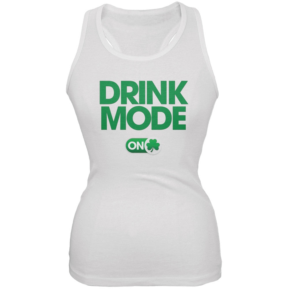 St. Patrick's Day - Drink Mode On White Soft Juniors Tank Top Juniors Tank Tops Old Glory 2XL White 