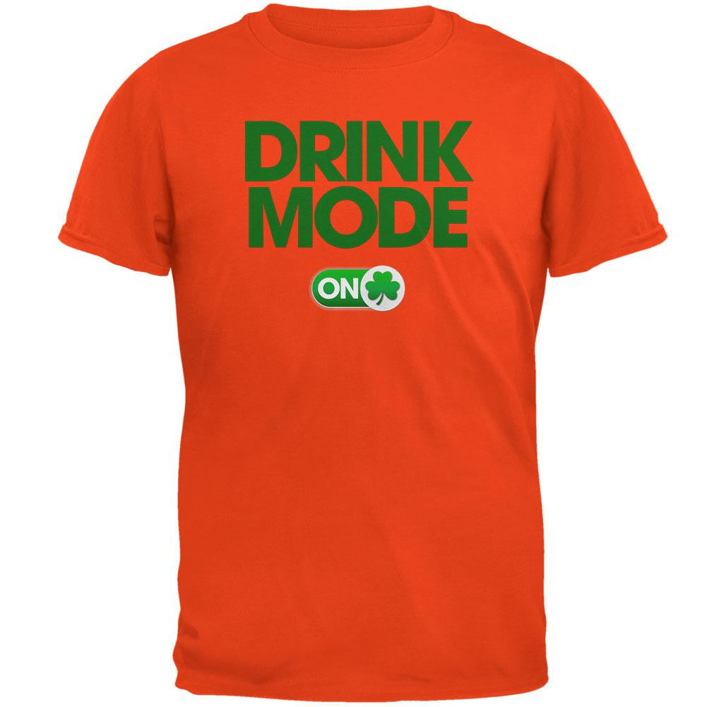 St. Patrick's Day - Drink Mode On Orange Adult T-Shirt Men's T-Shirts Old Glory 2XL Orange 
