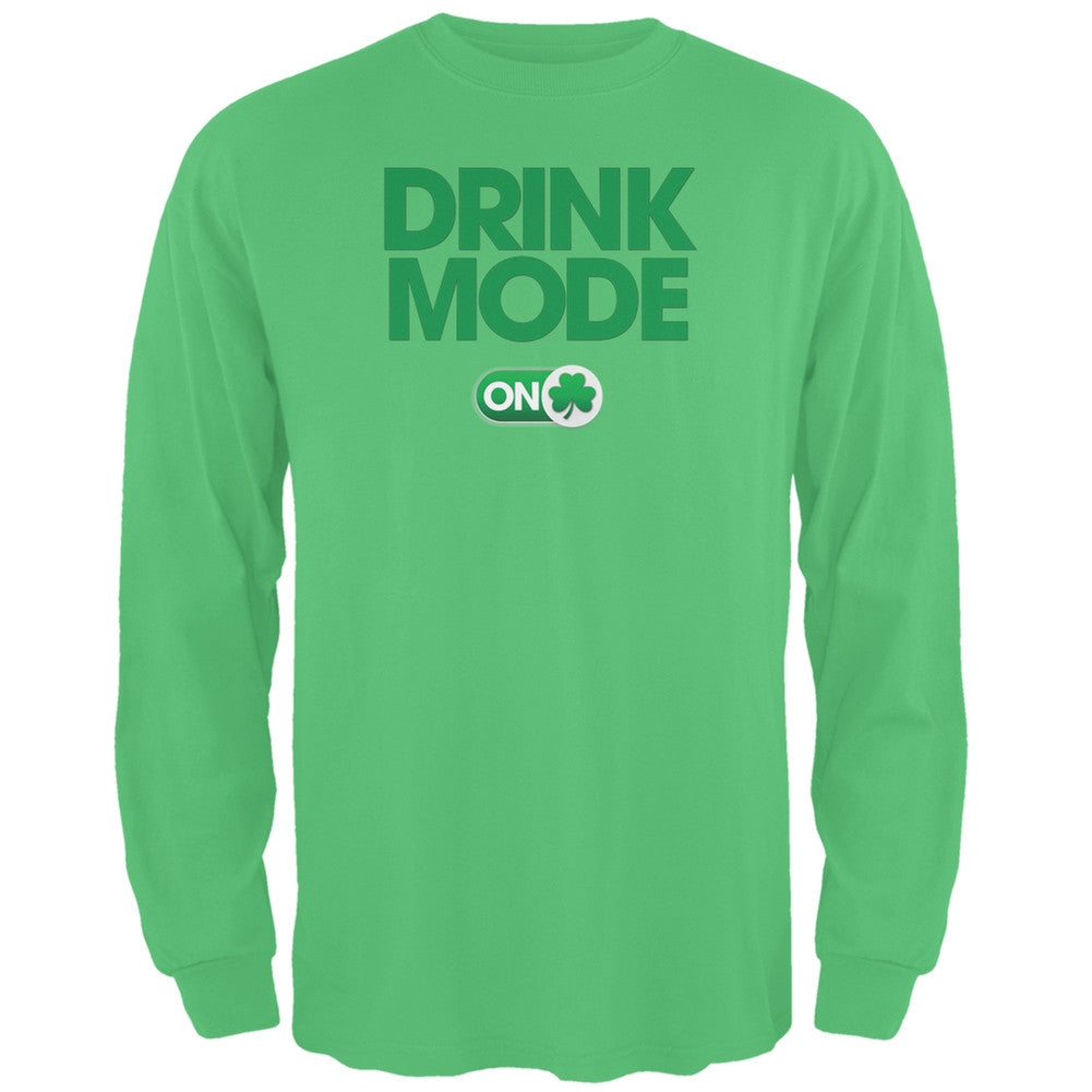 St. Patrick's Day - Drink Mode On Irish Green Adult Long Sleeve T-Shirt Men's Long Sleeves Old Glory 2XL Green 