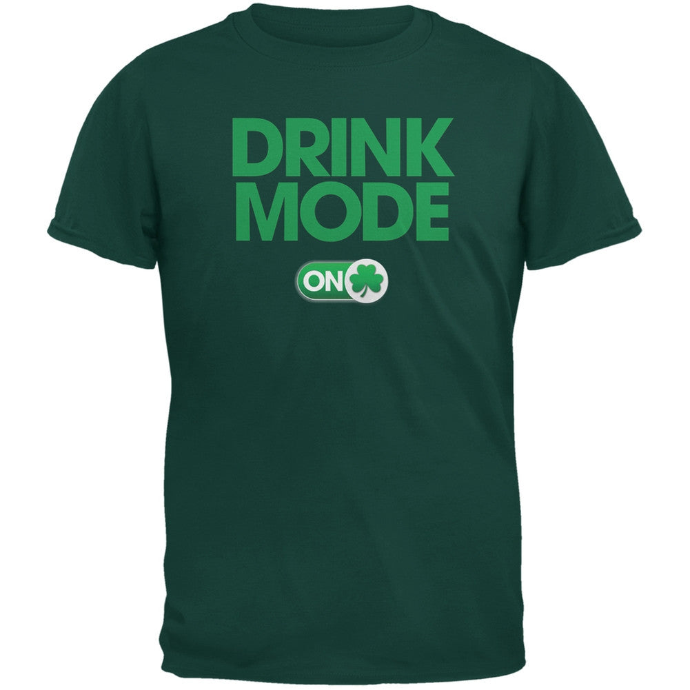 St. Patrick's Day - Drink Mode On Forest Green Adult T-Shirt Men's T-Shirts Old Glory 2XL Green 