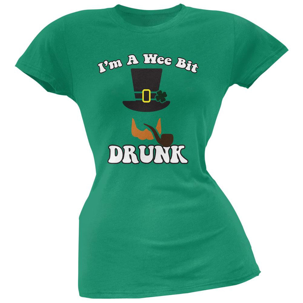 St. Patricks Day - A Wee Bit Drunk Kelly Green Soft Juniors T-Shirt Juniors T-Shirts Old Glory 2XL Green 