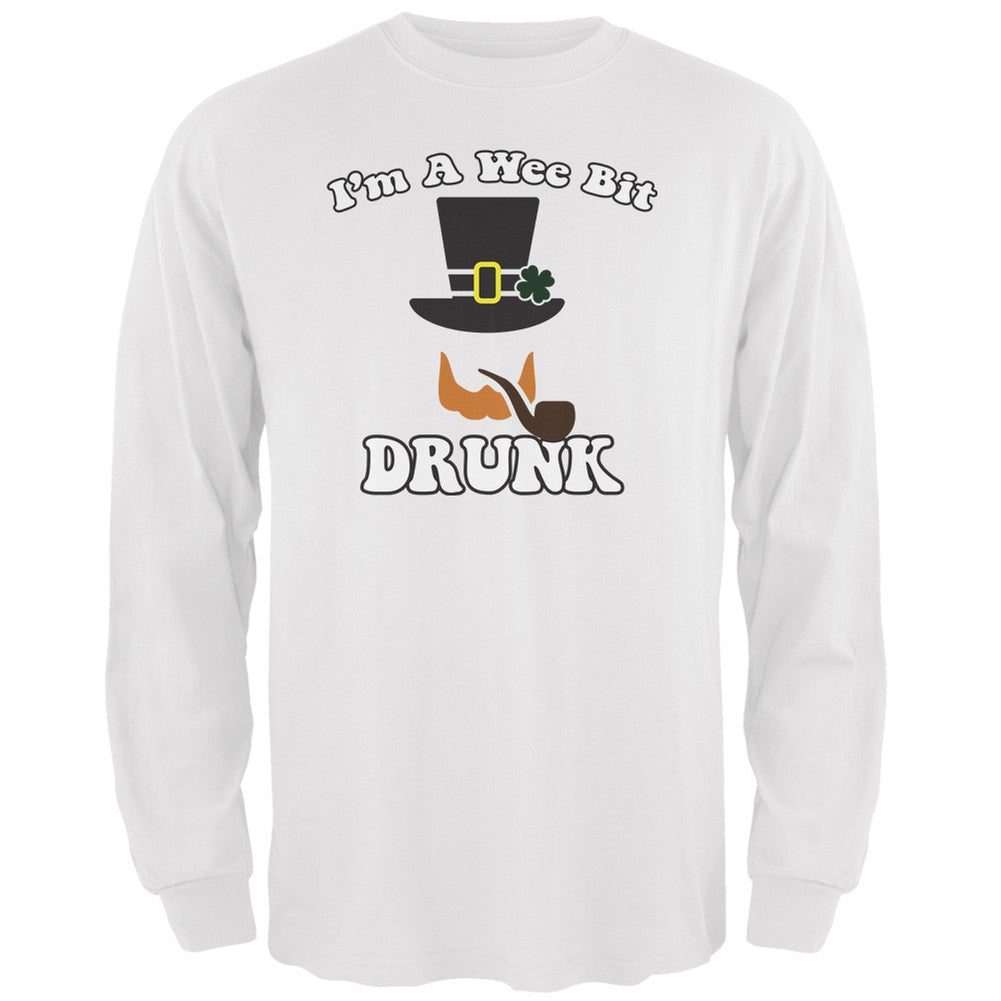 St. Patricks Day - A Wee Bit Drunk White Adult Long Sleeve T-Shirt Men's Long Sleeves Old Glory 2XL White 