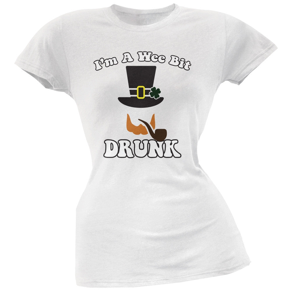 St. Patricks Day - A Wee Bit Drunk White Soft Juniors T-Shirt Juniors T-Shirts Old Glory 2XL White 