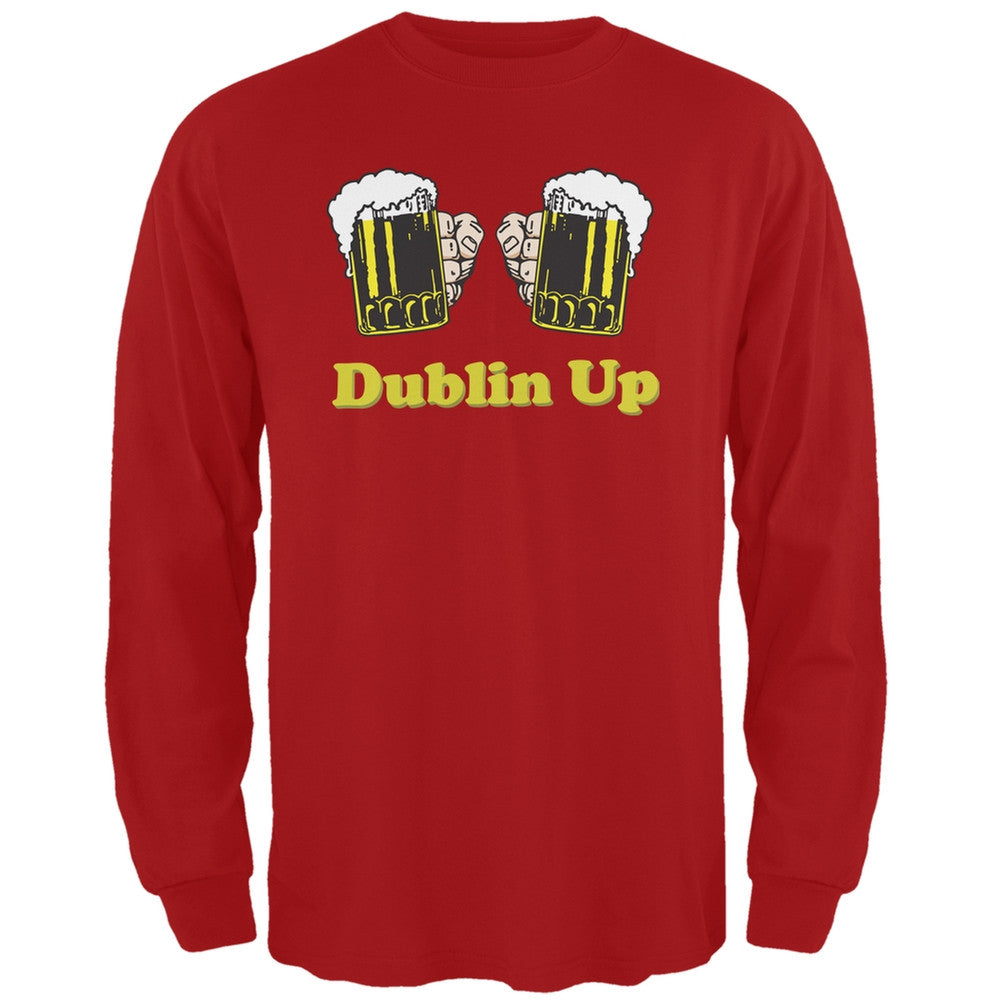 St. Patricks Day - Dublin Up Red Adult Long Sleeve T-Shirt Men's Long Sleeves Old Glory 2XL Red 