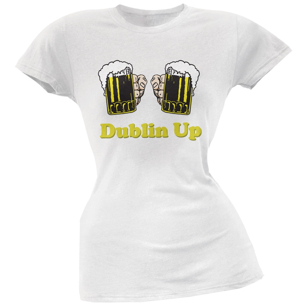 St. Patricks Day - Dublin Up White Soft Juniors T-Shirt Juniors T-Shirts Old Glory 2XL White 