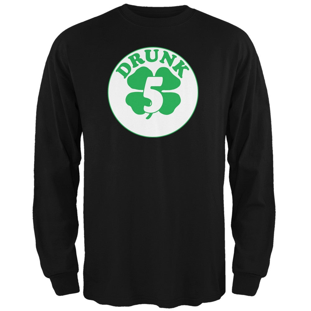 St. Patricks Day - Irish Drunk Five Black Adult Long Sleeve T-Shirt Men's Long Sleeves Old Glory 2XL Black 