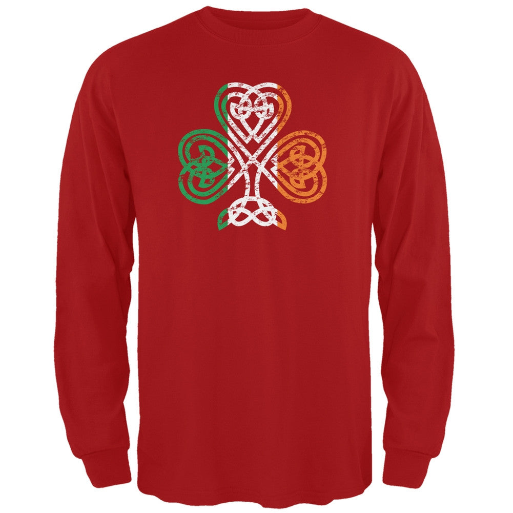 St. Patricks Day - Shamrock Knot Red Adult Long Sleeve T-Shirt Men's Long Sleeves Old Glory 2XL Red 