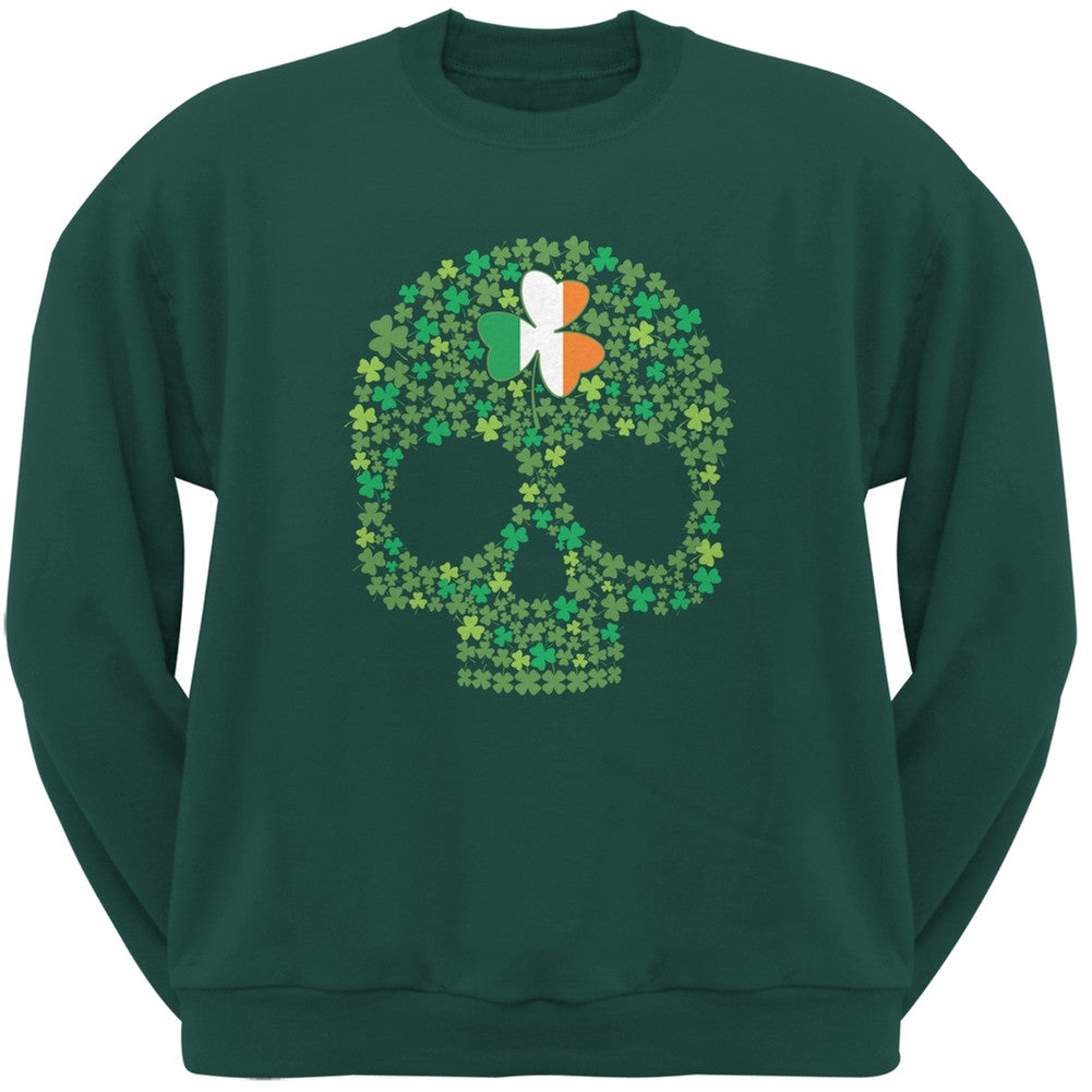 St. Patricks Day - Shamrock Skull Forest Green Adult Sweatshirt Men's Sweatshirts Old Glory 2XL Green 