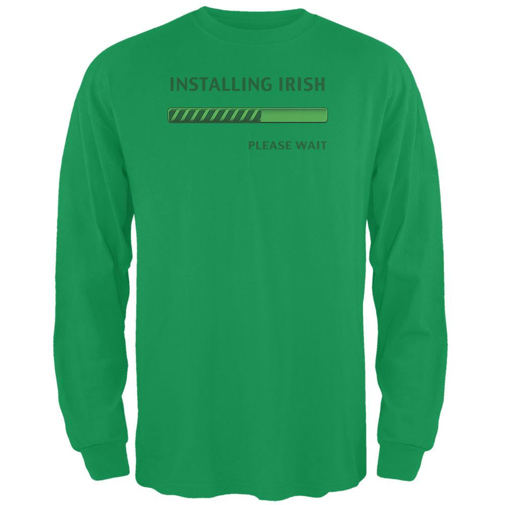 St. Patricks Day Installing Irish Funny Irish Green Adult Long Sleeve T-Shirt Men's Long Sleeves Old Glory 2XL Green 