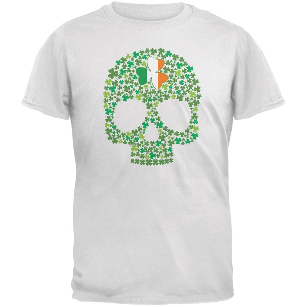 St. Patricks Day - Shamrock Skull White Adult T-Shirt Men's T-Shirts Old Glory 2XL White 